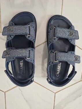 Chanel Dad Sandals Denim Size 36